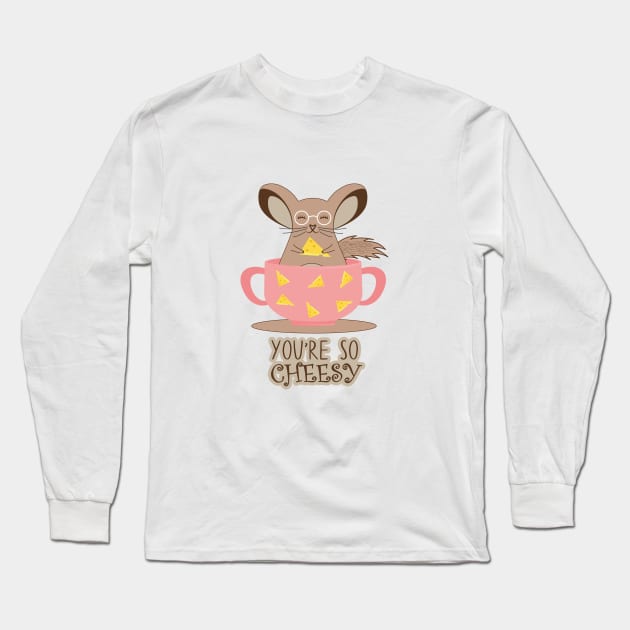 You're so Cheesy-Cute Chinchilla Long Sleeve T-Shirt by DesignerDeskStd